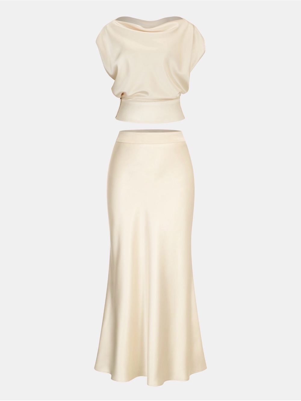 Commense Cream Set with Maxi Skirt — Elegant High-Waist Silhouette
